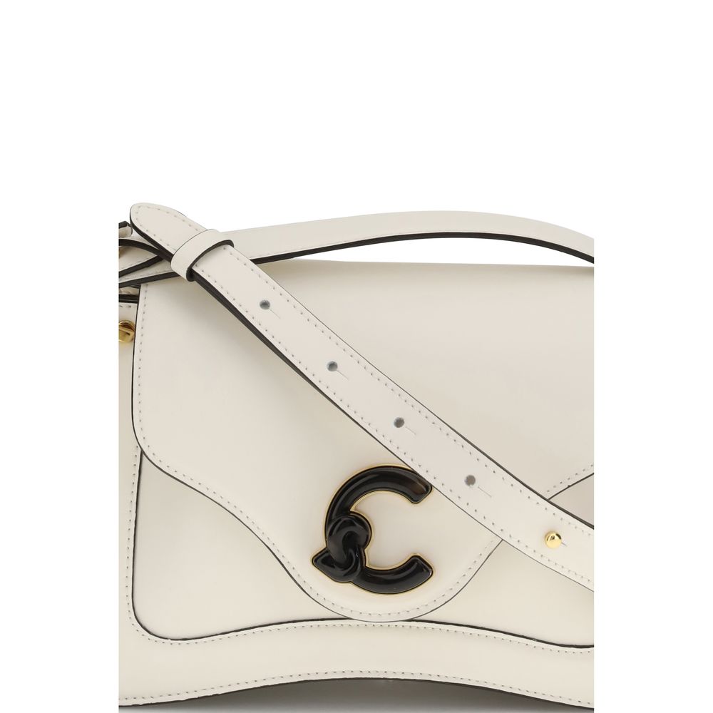Coccinelle Cream Calf Leather C Me Axelväska Med Avtagbart Handtag