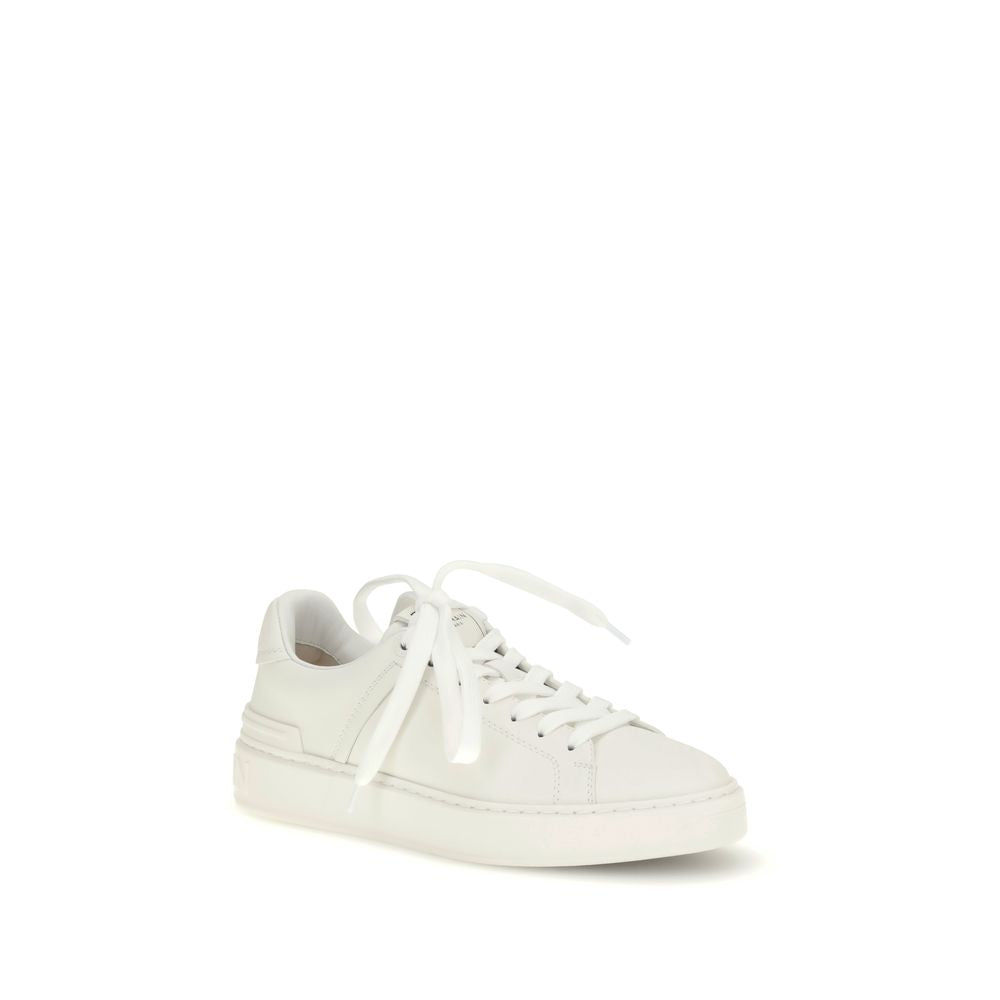 Balmain White Calf Leather Low Top Sneakers