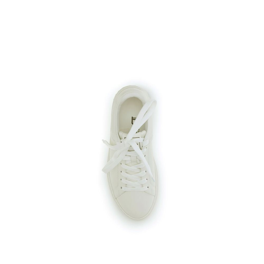 Balmain White Calf Leather Low Top Sneakers