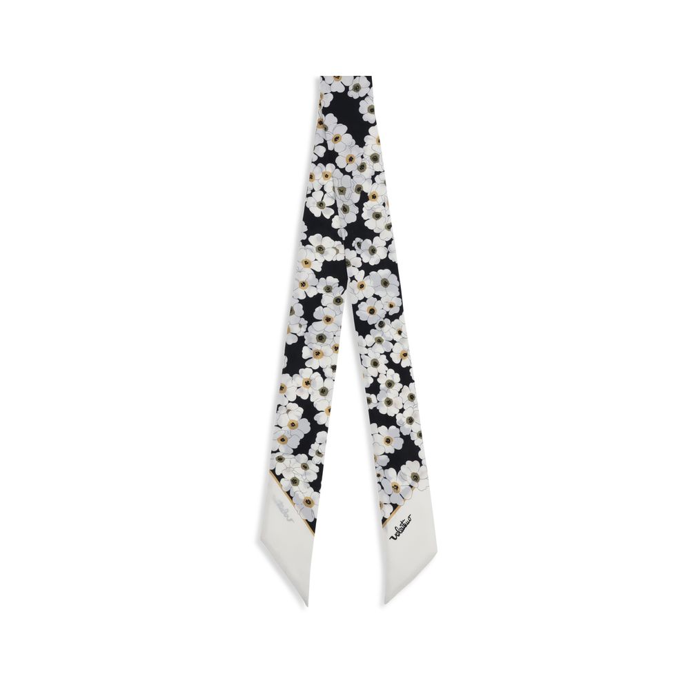 Valentino Flerfärgad Sidenscarf Blommigt Mönster Rosett Tillbehör
