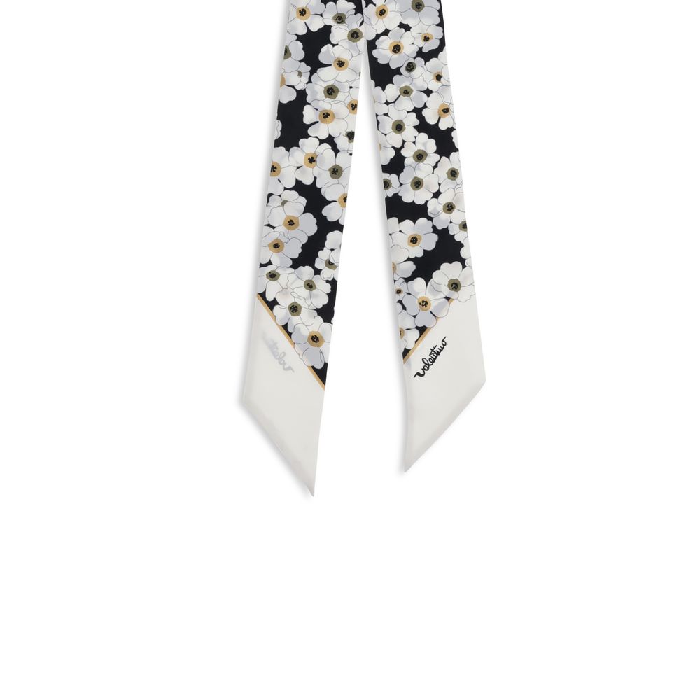 Valentino Flerfärgad Sidenscarf Blommigt Mönster Rosett Tillbehör
