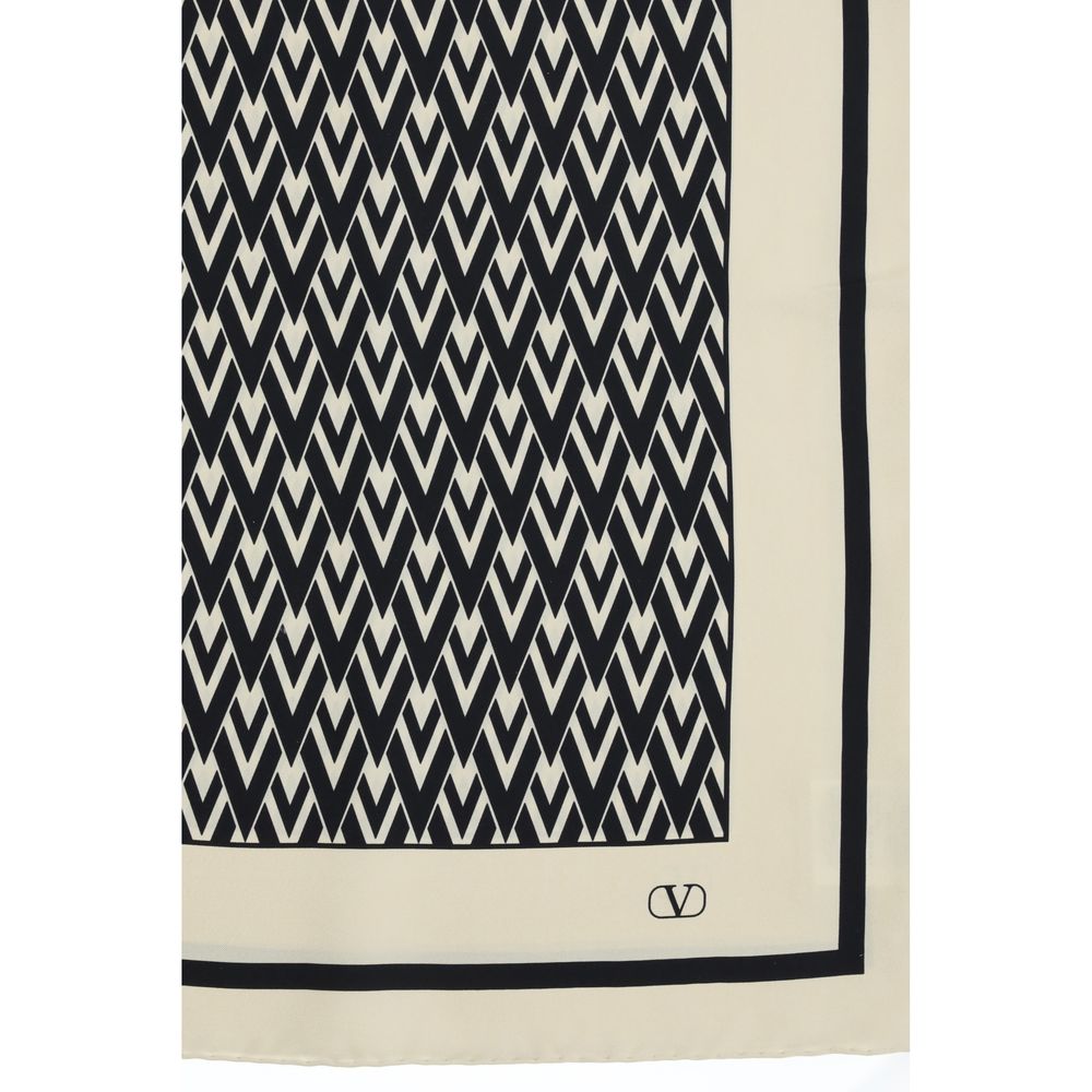 Valentino Garavani Flerfärgad Sidenfoulard Med Monogramtryck 90 x 90 cm