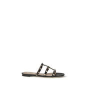 Valentino Garavani Black Calf Leather Slider Sandals