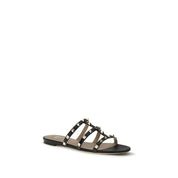 Valentino Garavani Black Calf Leather Slider Sandals