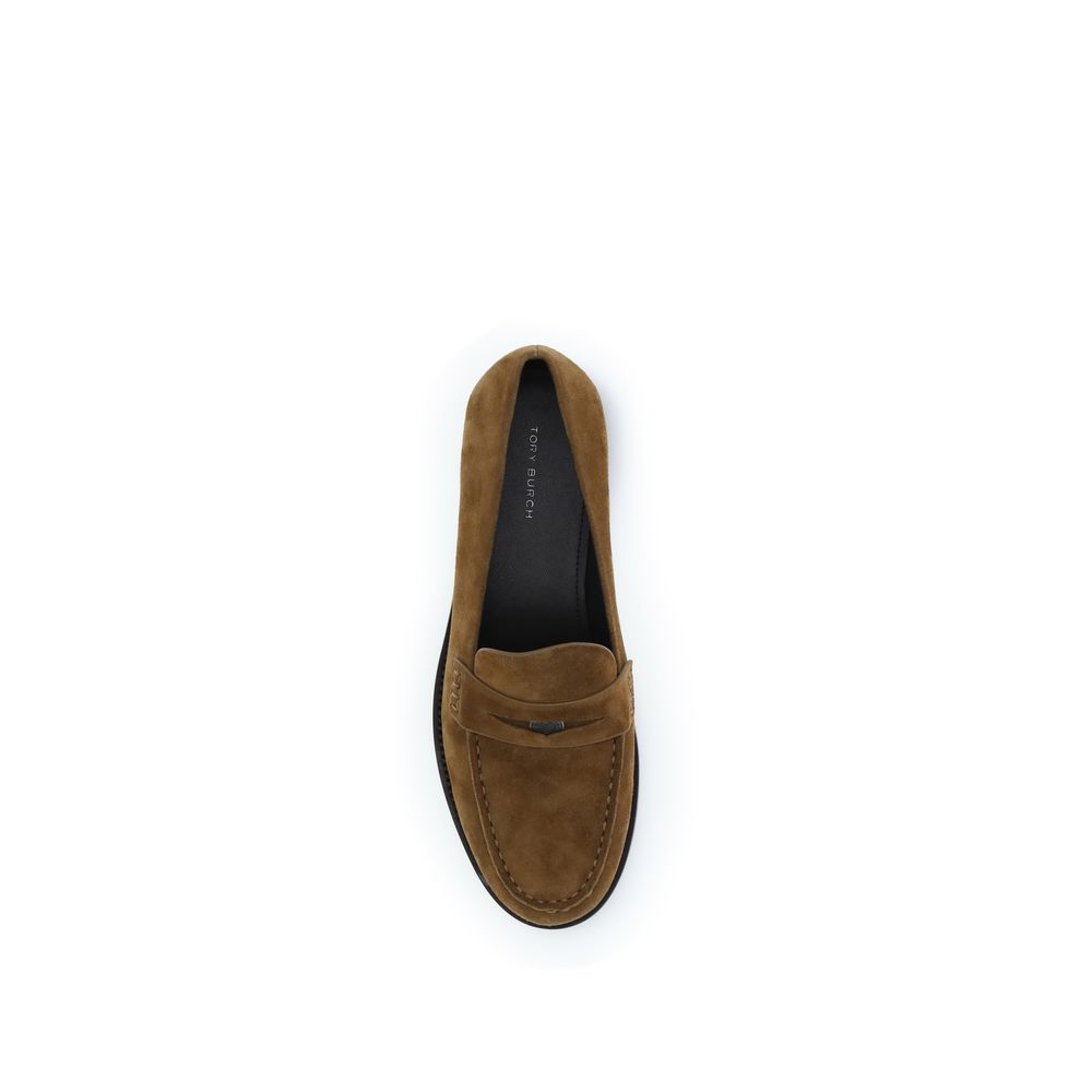 Tory Burch Beige Calf Leather Penny Loafers