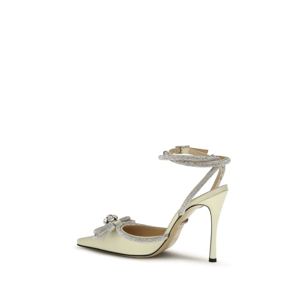 Mach and Mach Satängula Pumps med Kristallrosett och Ankelrem