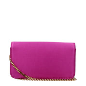 Versace fuchsia satin kuvertväska med logotyp och avtagbar rem