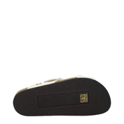 Valentino Garavani beige lädertofflor med logotyp på sidan