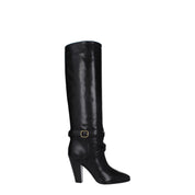Celine Black Leather High Heel Boots with Pointed Toe