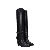 Celine Black Leather High Heel Boots with Pointed Toe