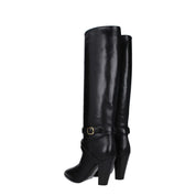 Celine Black Leather High Heel Boots with Pointed Toe