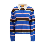 Guest in Residence Blue Cashmere Cropped Striped Jumper