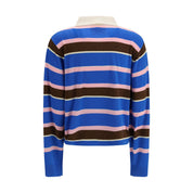 Guest in Residence Blue Cashmere Cropped Striped Jumper