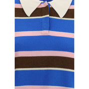 Guest in Residence Blue Cashmere Cropped Striped Jumper
