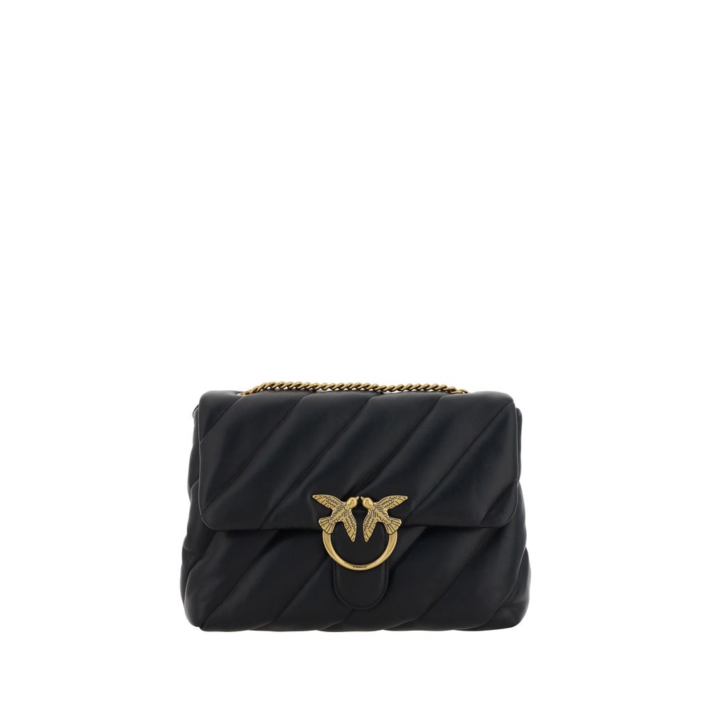 PINKO Black Calfskin Shoulder Bag