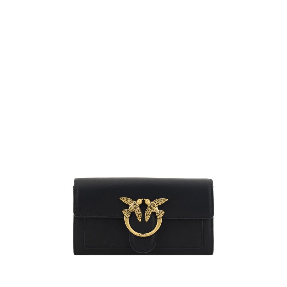 PINKO Black Calf Leather Love One Wallet