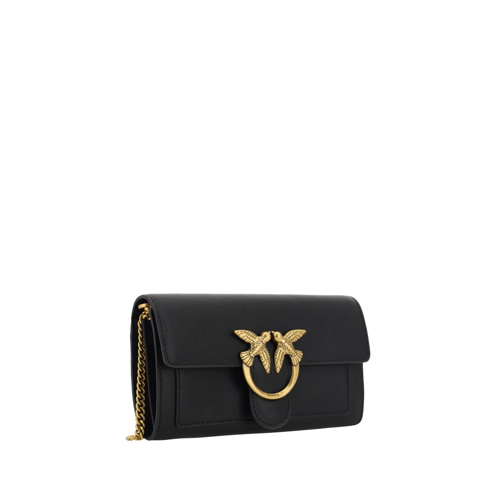 PINKO Black Calf Leather Love One Wallet