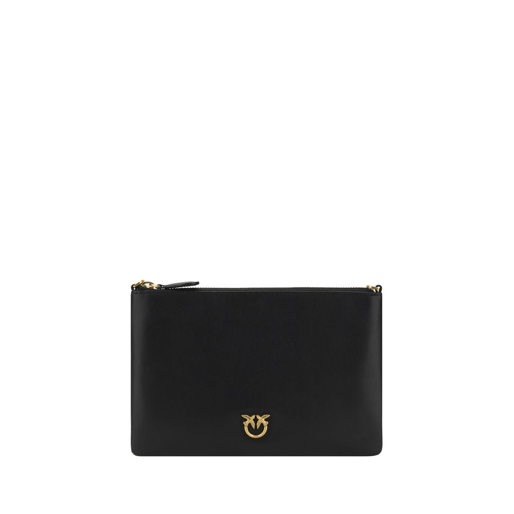 PINKO Black Calfskin Shoulder Clutch Bag