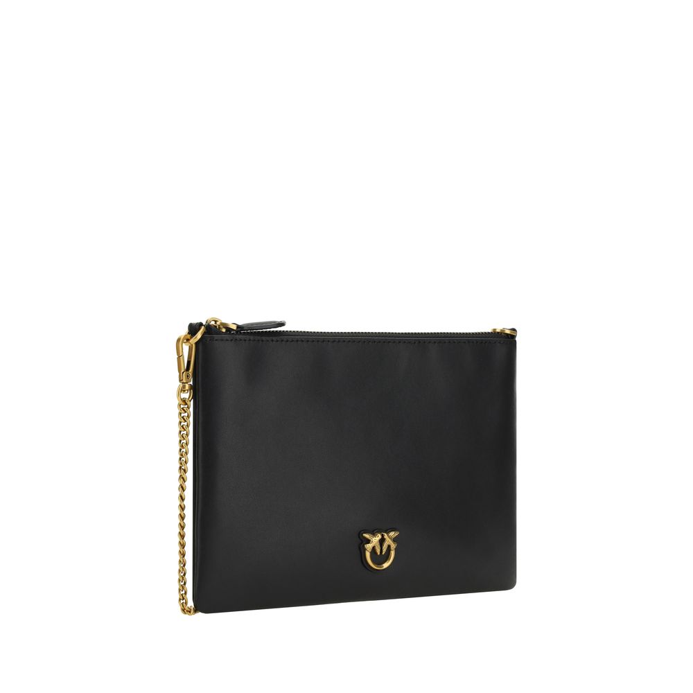 PINKO Black Calfskin Shoulder Clutch Bag