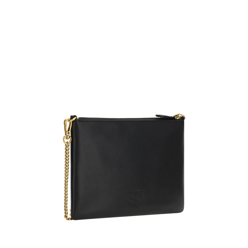 PINKO Black Calfskin Shoulder Clutch Bag