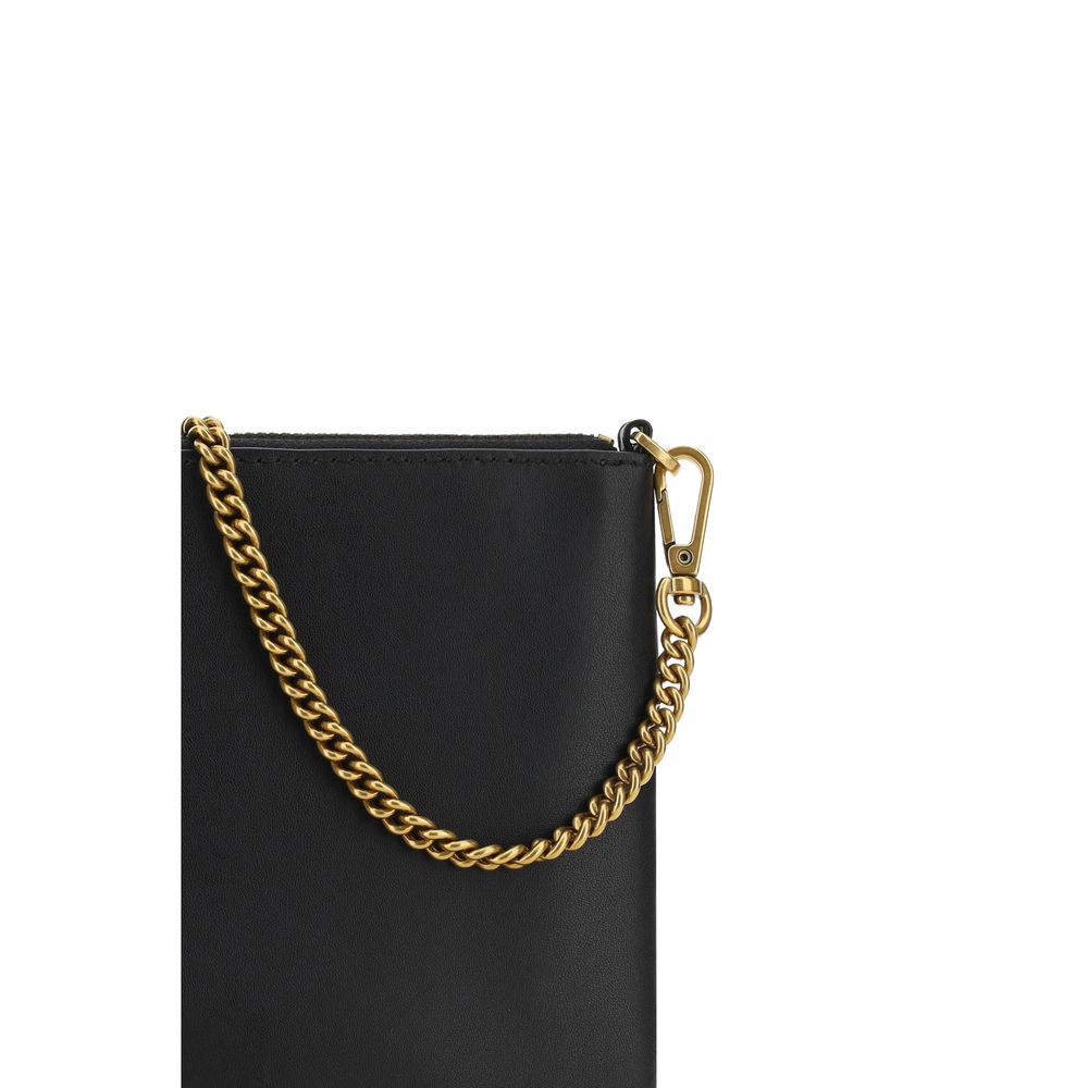 PINKO Black Calfskin Shoulder Clutch Bag
