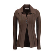 Max Mara Brown Viscose Cardigan with Horn Buttons