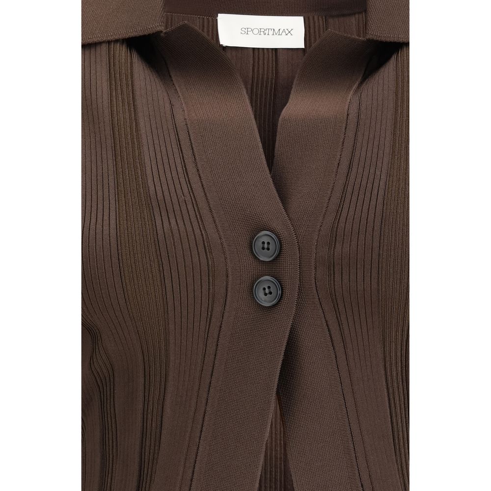 Max Mara Brown Viscose Cardigan with Horn Buttons