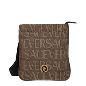 Versace beige tyg axelväska med logotyp