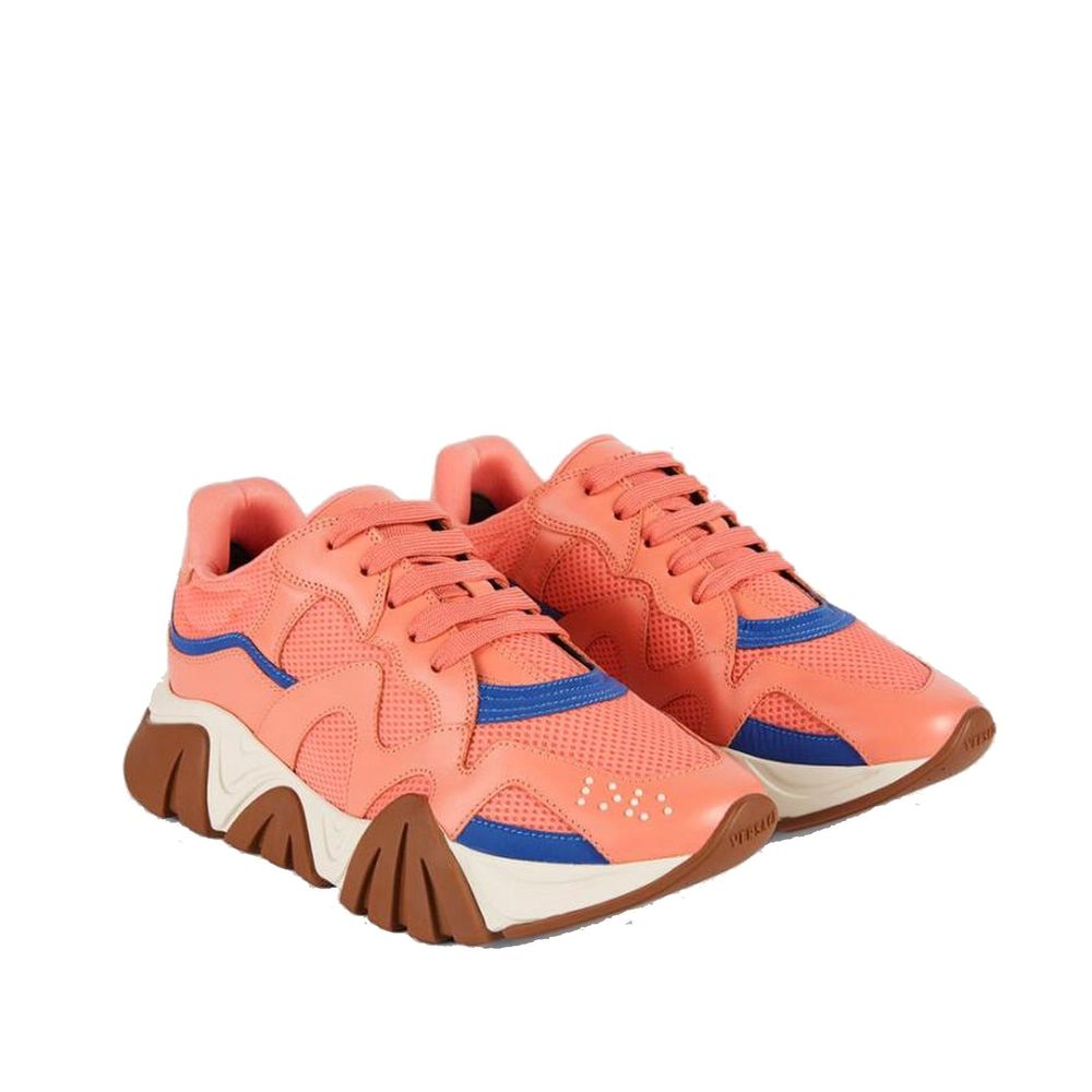 Versace Orange Läder Chunky Sneakers för Dam