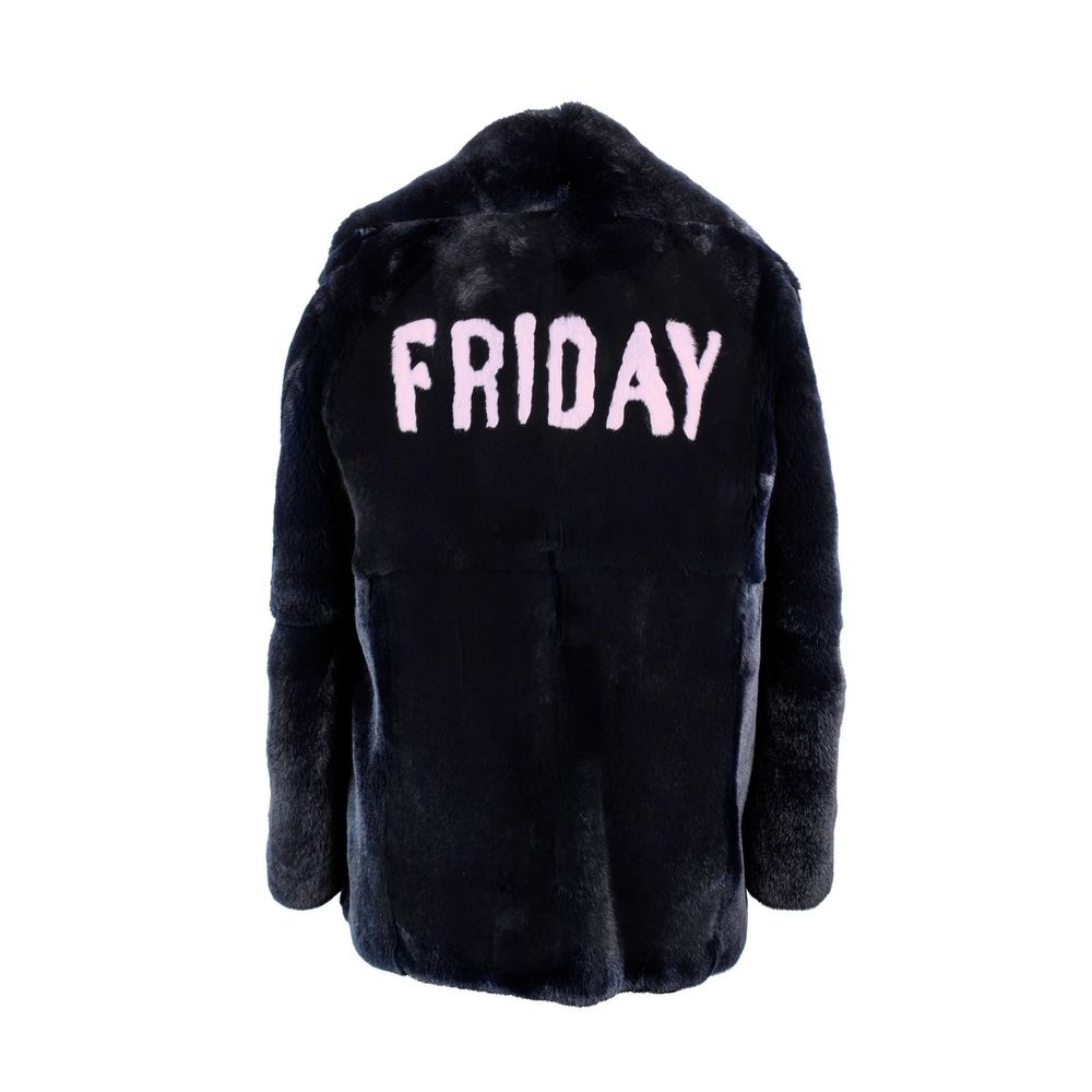 Alberta Ferretti Blå Kaninpälskappa med Spetsfoder