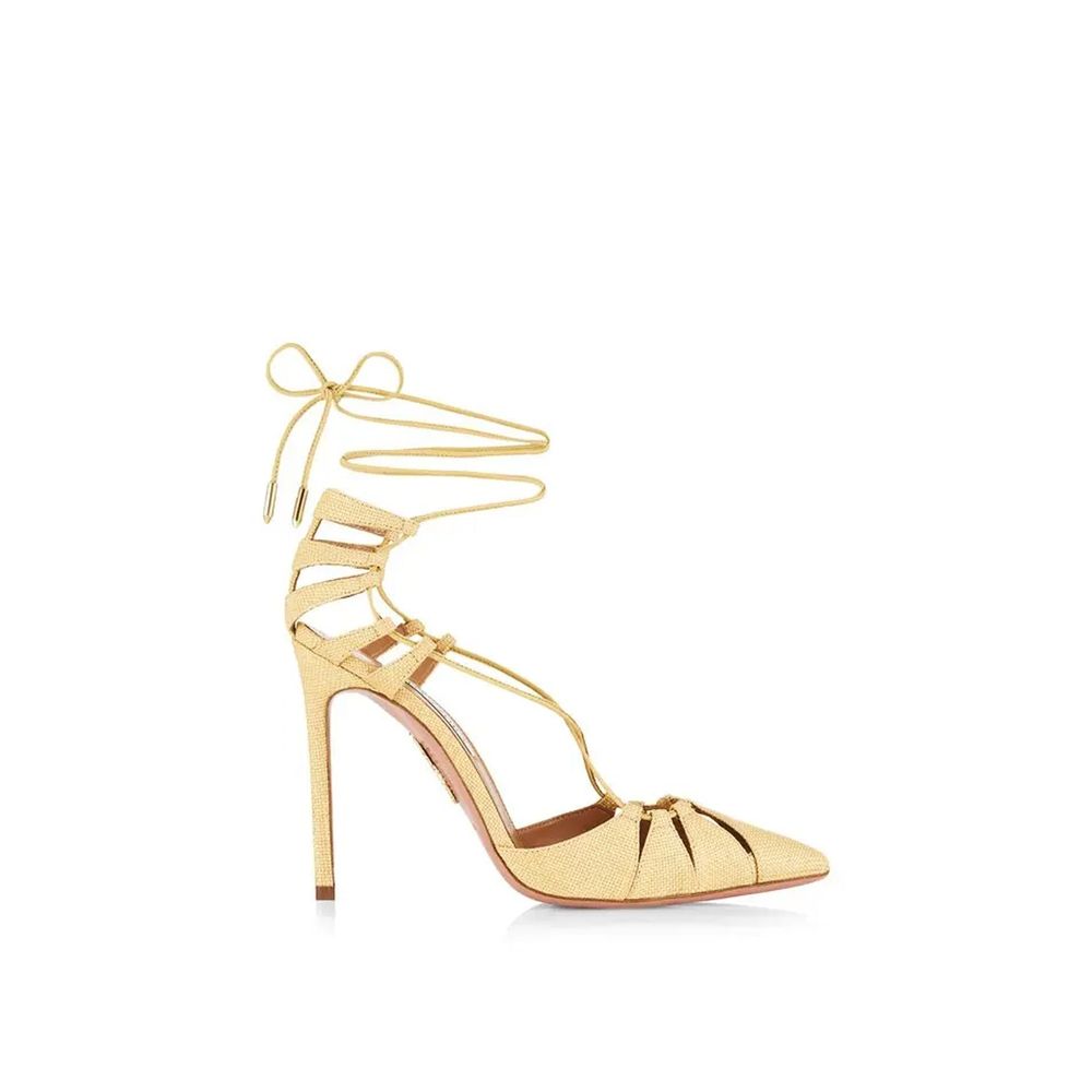 Aquazzura Bicolor Raffia Stilettklackade Sandaler