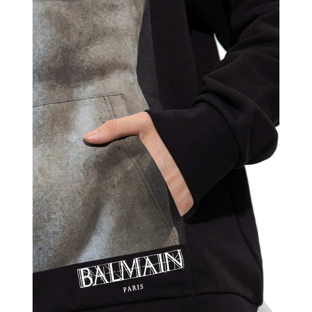 Balmain svart bomullströja med logotyp