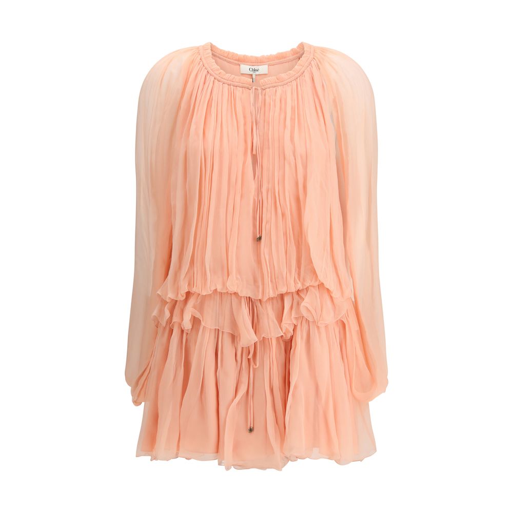 Chloé Multicolor Silk Mini Dress with Cape