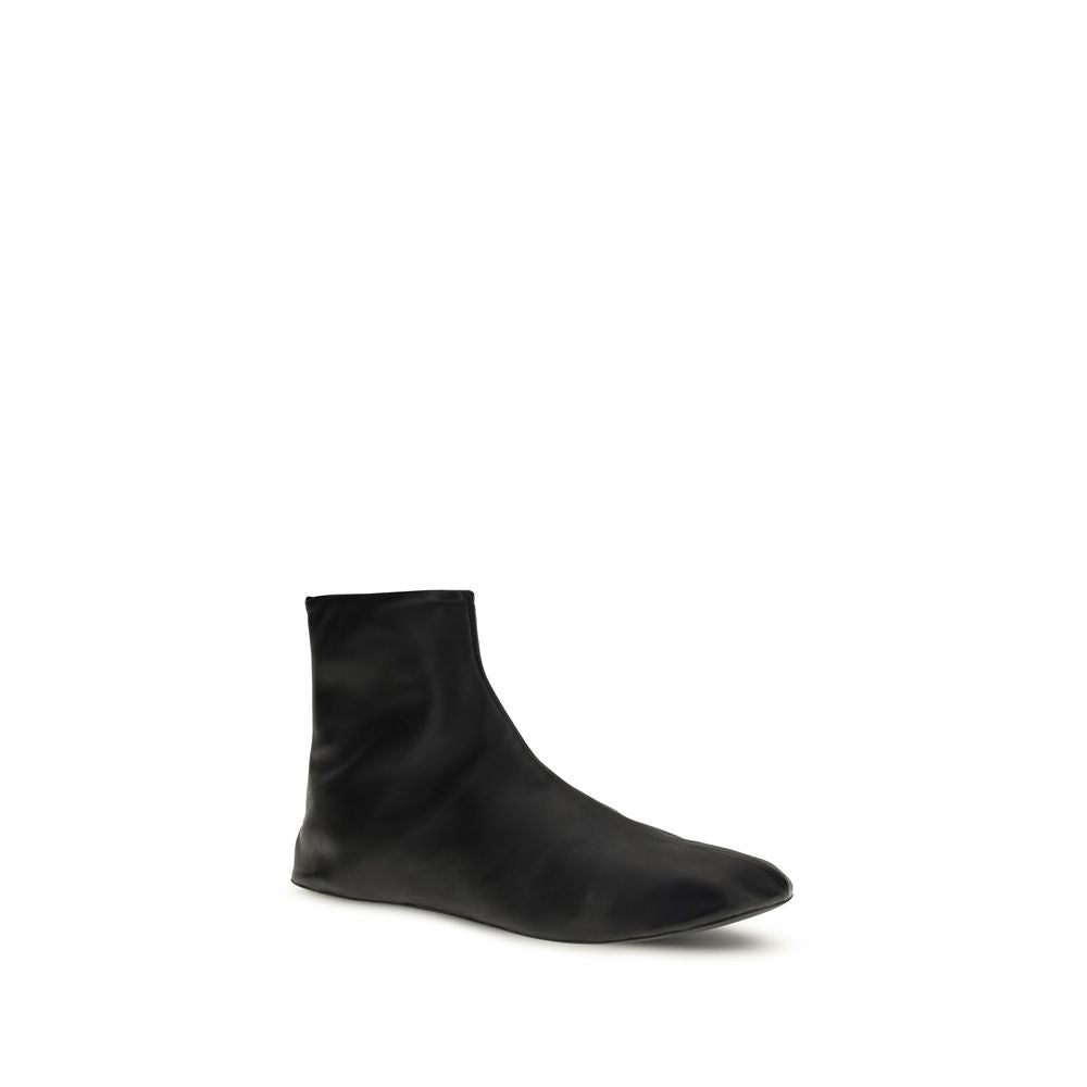The Row Black Lamb Shearling Ankle Boots