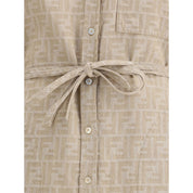 Fendi Beige Cotton Chambray Chemisier Klänning