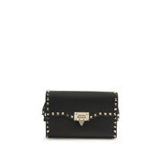 Valentino Garavani Black Calf Leather Shoulder Bag