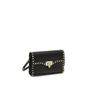 Valentino Garavani Black Calf Leather Shoulder Bag