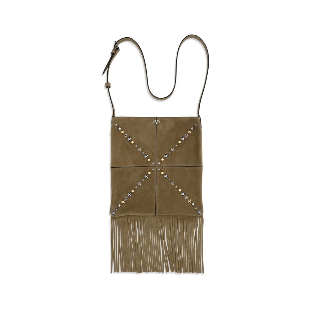 Valentino Garavani Beige Suede Shoulder Bag