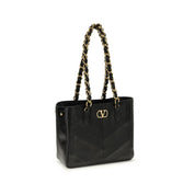 Valentino Garavani Black Napa Leather Shoulder Bag