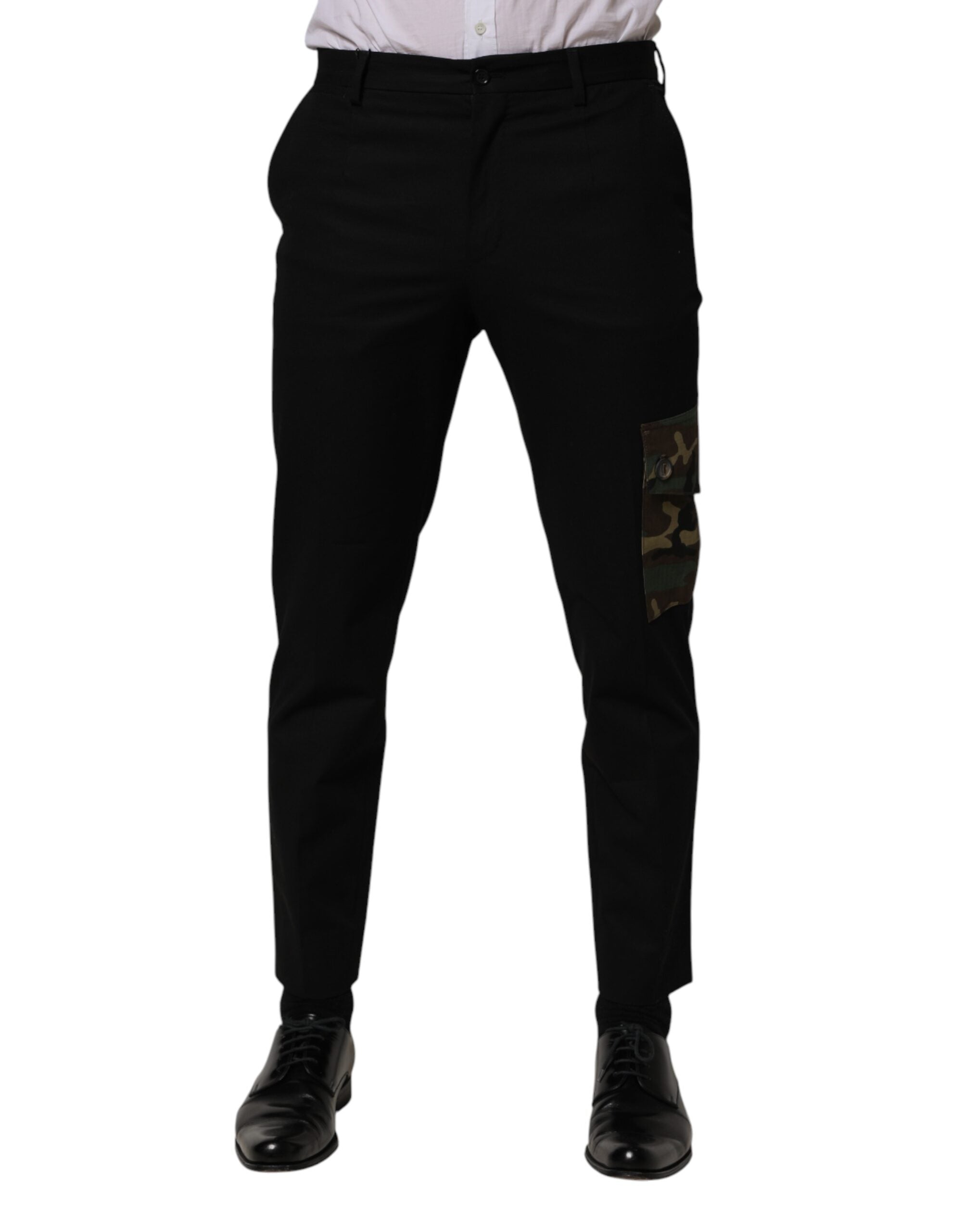Dolce & Gabbana Black Cotton Dress Trouser Pants