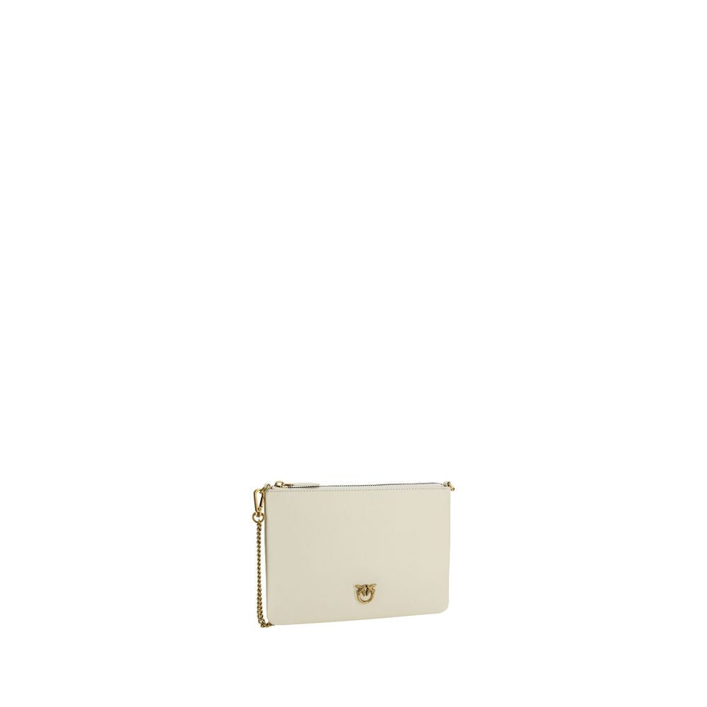PINKO Cream Calf Leather Shoulder Bag