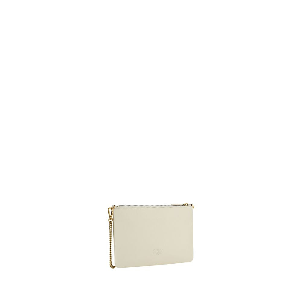 PINKO Cream Calf Leather Shoulder Bag