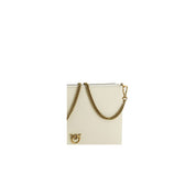 PINKO Cream Calf Leather Shoulder Bag
