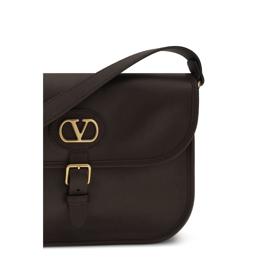 Valentino Garavani Brown Calf Leather Shoulder Bag