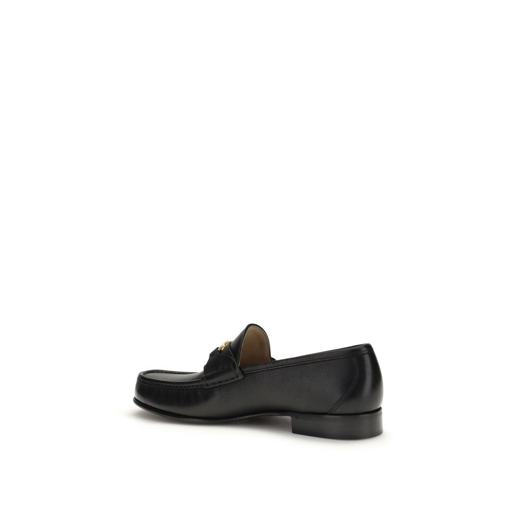Valentino Garavani Black Calf Leather Slip-On Loafers