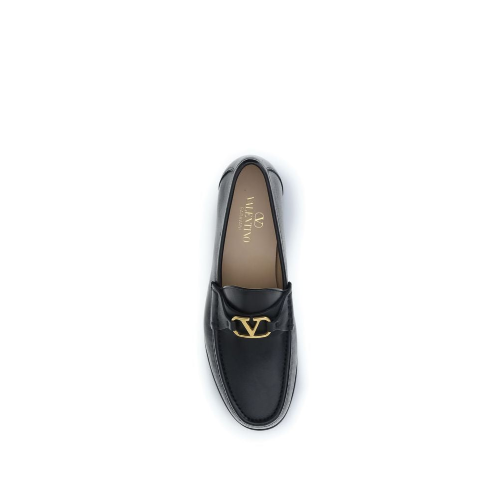 Valentino Garavani Black Calf Leather Slip-On Loafers