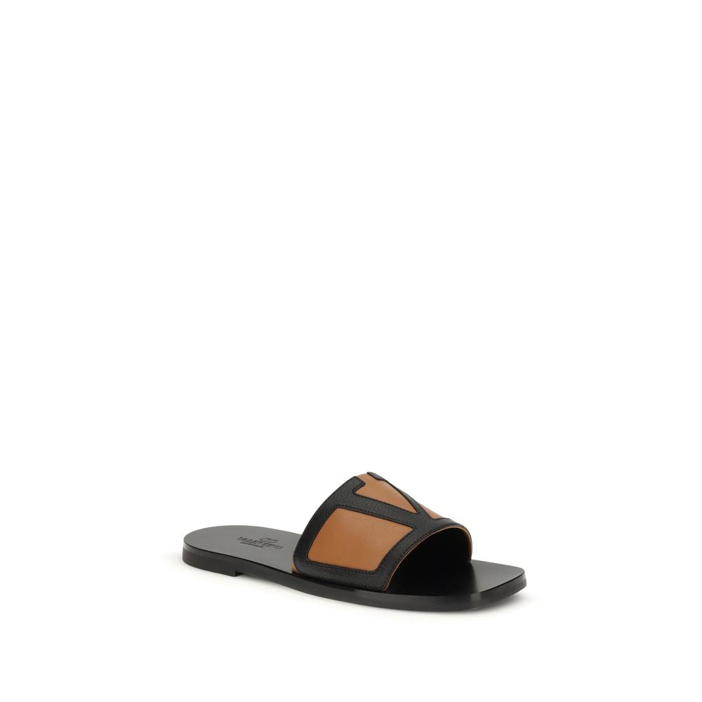 Valentino Garavani Black Goatskin Slide Sandals