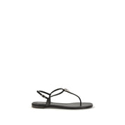 Giuseppe Zanotti Black Calf Leather Flat Sandals