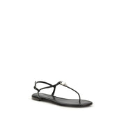 Giuseppe Zanotti Black Calf Leather Flat Sandals
