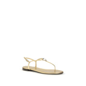 Giuseppe Zanotti Gold Calf Leather Flat Sandals